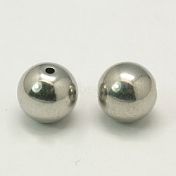 304 Stainless Steel Beads, Round, Stainless Steel Color, 8mm, Hole: 1mm(X-STAS-G011-2)