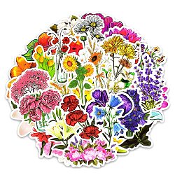 50Pcs PVC Self-Adhesive Cartoon Stickers, Waterproof Decals for Party Decorative Presents, Kid's Art Craft, Flower, 50~100mm(WG86693-11)