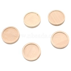 Natural Wood Cabochon Settings, Flat Round, BurlyWood, Inner Diameter: 25mm(WOOD-WH0115-37C-A)