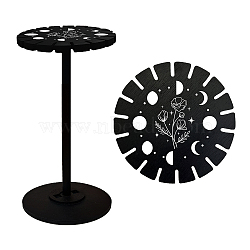 Wooden Wheel, Wooden Display Shelf, Black Holder Stand, Rustic Divination Pendulum Storage Rack, Witch Stuff, Moon Pattern, Wheel: 120x8mm, 2pcs, Studdle: 288x12mm, 1pc(DJEW-WH0046-019)