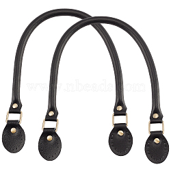 Leather Bag Straps, with Iron Findings, Black, 50.5x1x1.4cm(FIND-WH0152-077B)