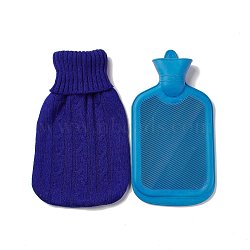 Random Color Rubber Hot Water Bag, Hot Water Bottle, with Blue Color Detachable Knitting Cover, Water Injection Style, Giving Your Hand Warmth, 360x195x45mm, Capacity: 2000ml(67.64fl. oz)(AJEW-B018-01B)