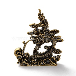 Brass Figurines Statues for Home Office Desktop Feng Shui Ornament, Dragon, Antique Golden, 82.5x69x18mm(KK-M022-02AG)