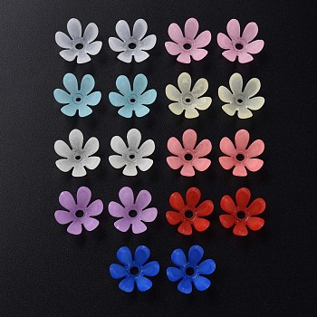 Transparent Acrylic Beads, Frosted, Flower, Mixed Color, 19x17x10mm, Hole: 3mm, about 764pcs/500g