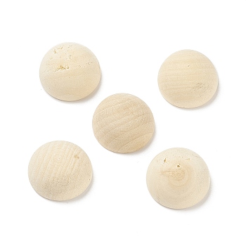 (Defective Closeout Sale: Wood Texture and Crack) Unfinished Natural Wood Cabochons, Undyed, Half Round/Dome, Old Lace, 24~24.5x12.5mm