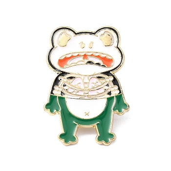 Enamel Pin, Golden Alloy Brooches for Backpack Clothes, Cadmium Free & Lead Free, Frog, White, 28x20x1.5mm