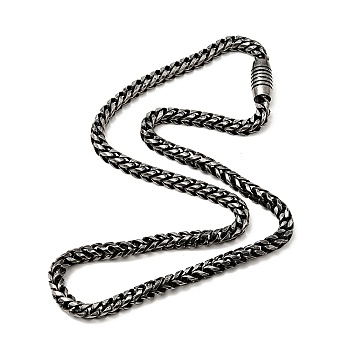 304 Stainless Steel Wheat Chain Necklace with Magnetic Clasp for Men Women, Antique Silver, 23.43 inch(59.5cm)