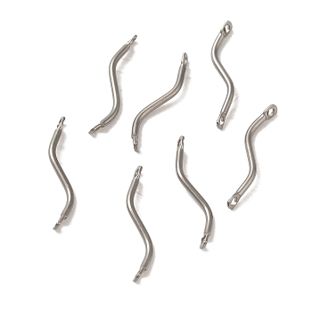 304 Stainless Steel Links Connector Charms, Twisted Bar, Stainless Steel Color, 20x2.5x3.5mm, Hole: 1.2mm