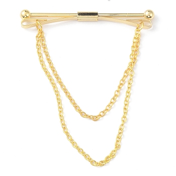 Brass Hanging Chains Collar Pins Tie Clips, Cardigan Clips for Men Women, Golden, 70x59.5mm