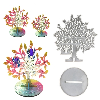 DIY Silicone Tree of Life Earring Display Molds, Resin Casting Molds, for UV Resin, Epoxy Resin Craft Making, White, 18~27.4x18~25.4x1cm