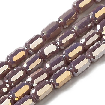 Electroplate Glass Beads Strands, Faceted, AB Color, Column, Camel, 3x5mm, Hole: 1mm, about 79pcs/strand, 12.60 inch(32cm)