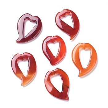 Natural Red Agate Beads, Heart, 38~43x28~31x4.5~6mm