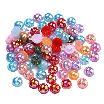 Electroplate Acrylic Cabochons, Half Round, Mixed Color, 8x4mm
