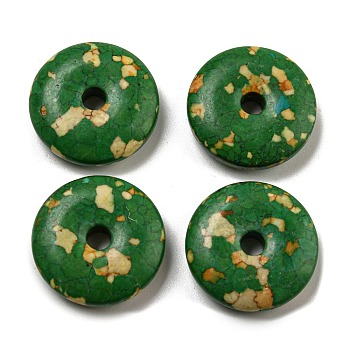 Dyed Synthetic Turquoise Pendants, Donut Charms, Green, 24.5~25x6.5~7mm, Hole: 4.5mm