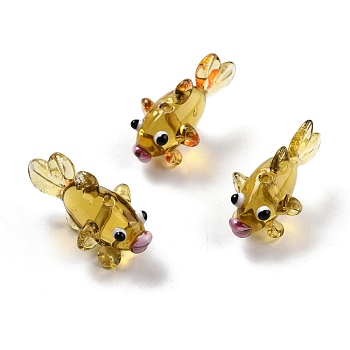 Handmade Lampwork Beads, Goldfish, Goldenrod, 28x15.5x16mm, Hole: 1.7mm