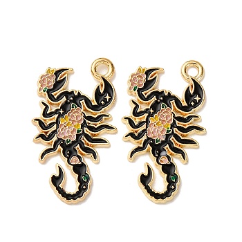 Alloy Enamel Pendants, Scorpion Charm, Golden, 27x15.5x1.5mm, Hole: 1.8mm