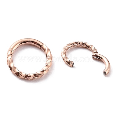 Ion Plating(IP) Twisted Ring Hoop Earrings for Girl Women(STAS-K233-02A-RG)-2