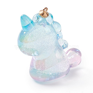 Golden Colorful Unicorn Alloy+Acrylic Pendants