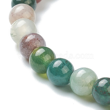 Natural Indian Agate Beaded Stretch Bracelets(BJEW-A117-A-46)-3