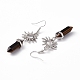 Natural Tiger Eye Bullet with Sun Dangle Earrings(EJEW-I276-01P-08)-4