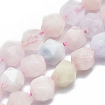 Natural Morganite Beads Strands, Faceted, Round, Star Cut Round Beads, 7~8mm, Hole: 1mm, 14.5 inch~15.7  inch(37~40cm), about 48~54pcs/Strand(G-K303-B03-8mm)