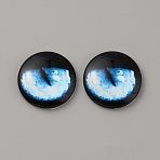 Glass Cabochons, Half Round/Dome with Eye Pattern, Deep Sky Blue, 25x6mm(GLAA-WH0033-75G-08)