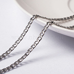 Tarnish Resistant 304 Stainless Steel Twisted Chain, Flat Curb Chains, with Spool, Unwelded, Stainless Steel Color, 5x3x0.8mm, about 65.61 Feet(20m)/roll(CHS-L014-04P)