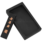 Natural Gemstone Ink Stones with Smoke Ink Stick, Multi-Use Inkwell Dish, for Grinding Ink, Pen Holder, Calligraphy Supplies, Rectangle, Black, 134x75x19mm(AJEW-WH0314-726B)