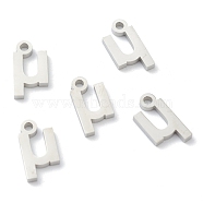 304 Stainless Steel Charms, Greek Alphabet, Stainless Steel Color, Letter.M, 11.5x6x1.5mm, Hole: 1.5mm(STAS-G244-01M)