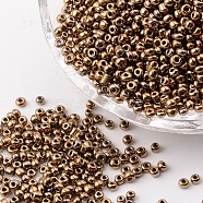 12/0 Glass Seed Beads, Metallic Colours, Dark Goldenrod, 2mm, about 30000pcs/pound(SDB601)