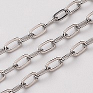 304 Stainless Steel Cable Chains, Soldered, Flat Oval, Stainless Steel Color, 4x2.2mm(CHS-L015-16)