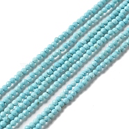 Natural Howlite Beads Strands, Dyed, Faceted, Round, Sky Blue, 2mm, Hole: 0.6mm, about 198pcs/strand, 15.20 inch(38.6cm)(G-C025-03A-01)