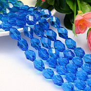 K9 Glass, Faceted Polyhedron Imitation Austrian Crystal Bead Strands, Grade AAA, Dodger Blue, 13x10mm, Hole: 0.9~1mm, about 30pcs/strand, 15.7 inch(G-M190-13x10mm-25A)