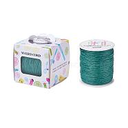 Waxed Cotton Cords, Teal, 1mm, about 100yards/roll(91.44m/roll), 300 feet/roll(YC-JP0001-1.0mm-275)