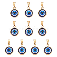 10Pcs Vacuum Plating Handmade Lampwork Pendants, with Golden Plated 304 Stainless Steel Findings, Evil Eye, Midnight Blue, 19x15x4mm, Hole: 3.5x7mm(STAS-DC0010-37)