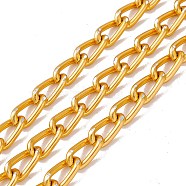 Oval Oxidation Aluminum Curb Chains, Unwelded, with Spool, Golden, Link: 12.5x6.5x2mm, about 20m/roll(CHA-G001-09G)