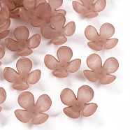 Frosted Acrylic Bead Caps, 4-Petal, Flower, Rosy Brown, 27x27x11mm, Hole: 1.8mm, about 276pcs/500g(MACR-S371-06A-763)
