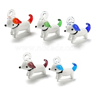 Handmade Lampwork Puppy Pendants, Cartoon Dog, Colorful, 34x30mm(LAMP-X262-M)