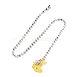 Resin Ceiling Fan Pull Chain Extenders, with Iron Ball Chains, Fish, 327mm, Pendant: 14x20x22.5mm(FIND-JF00126-06)