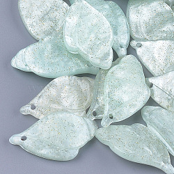 Cellulose Acetate(Resin) Pendants, Leaf, Light Cyan, 23~24x13x4~4.5mm, Hole: 1.2mm(KY-S157-41B)