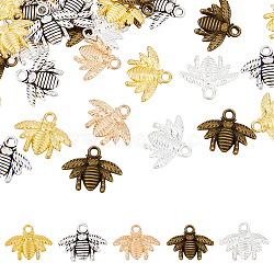 120Pcs 5 Colors Alloy Pendants, Bees Charms, Mixed Color, 16x21x2.5mm, Hole: 2mm, about 24pcs/color(FIND-HY0001-95)