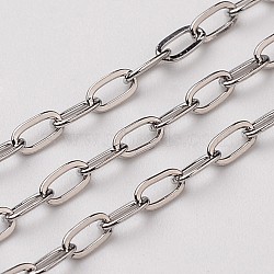 Tarnish Resistant 304 Stainless Steel Cable Chains, with Card Paper, Soldered, Flat Oval, Stainless Steel Color, 4x2.2mm(CHS-L015-16)