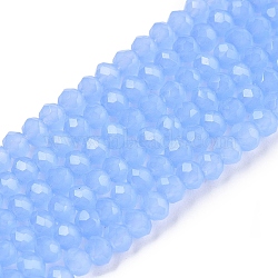 Glass Beads Strands, Imitation Jade, Faceted, Rondelle, Light Sky Blue, 2.9~3.3x2mm, Hole: 0.8mm, about 148~150pcs/strand, 39.5~40cm(EGLA-A044-J2mm-D03)