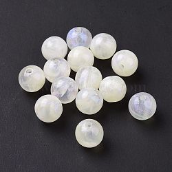 Opaque Acrylic Beads, Glitter Beads, Round, Beige, 10.5~11mm, Hole: 2mm, about 510pcs/500g(OACR-E014-19B-01)