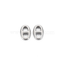 304 Stainless Steel Connector Charms, Oval, Stainless Steel Color, 10x6.5x2mm, Hole: 2.5mm(X-STAS-N097-168P)