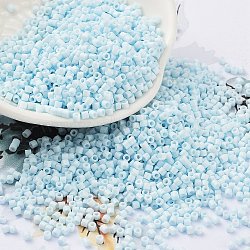 Baking Paint Glass Seed Beads, Cylinder, Light Cyan, 2x1.5mm, Hole: 1mm, about 5599pcs/50g(X-SEED-S042-05B-64)
