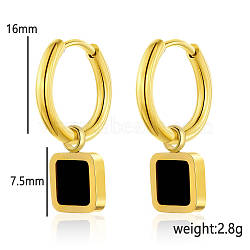 Simple and Stylish Pendant Acrylic & Stainless Steel Hoop Earrings for Women's Daily Outfits, Golden, 15mm(OG3512)