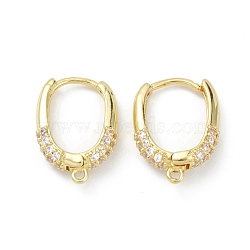 Brass Micro Pave Clear Cubic Zirconia Hoop Earring Findings, with Horizontal Loops, Real 18K Gold Plated, 17x12.5x4mm, Hole: 1.2mm, Pin: 1mm(EJEW-K245-20G)