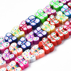 Handmade Polymer Clay Bead Strands, Butterfly, Mixed Color, 5.5~8.5x8~11x4~6.5mm, Hole: 1.6mm, about 38~40pcs/strand, 11.02 inch~11.22 inch(28~28.5cm)(CLAY-N006-71)
