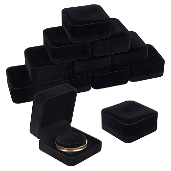 Velvet Bracelet Bangle Packaging Boxes, Square, Black, 9.1x9.1x4.15cm